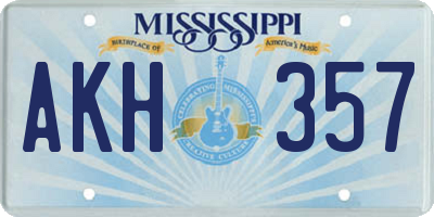 MS license plate AKH357