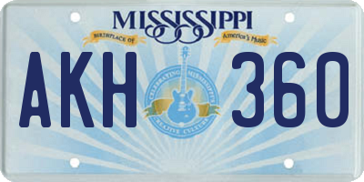 MS license plate AKH360
