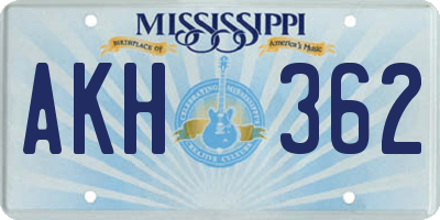 MS license plate AKH362