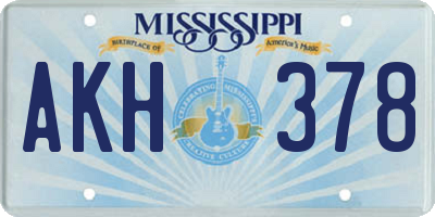 MS license plate AKH378