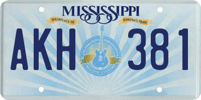 MS license plate AKH381