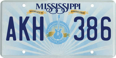 MS license plate AKH386