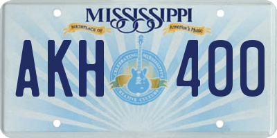 MS license plate AKH400
