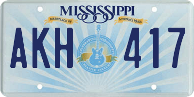MS license plate AKH417