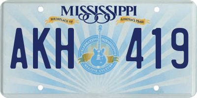 MS license plate AKH419