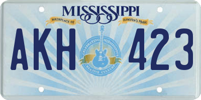 MS license plate AKH423