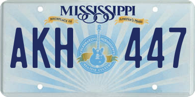 MS license plate AKH447
