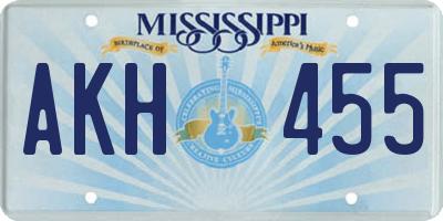 MS license plate AKH455