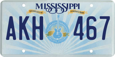 MS license plate AKH467