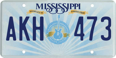 MS license plate AKH473
