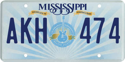 MS license plate AKH474