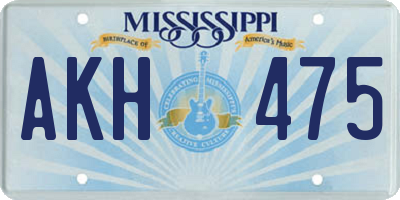 MS license plate AKH475