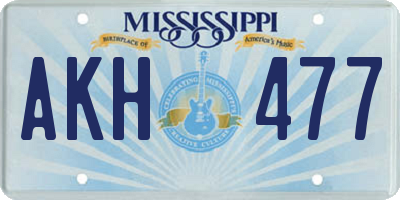 MS license plate AKH477
