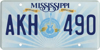 MS license plate AKH490