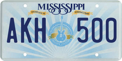 MS license plate AKH500