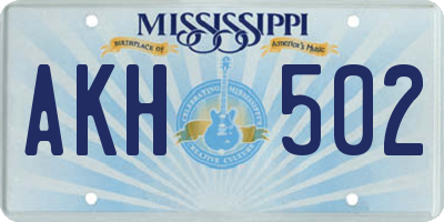MS license plate AKH502