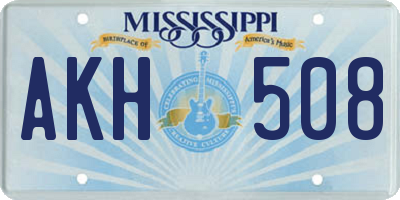 MS license plate AKH508