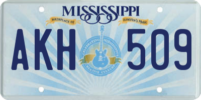 MS license plate AKH509