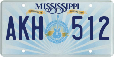 MS license plate AKH512