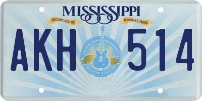 MS license plate AKH514