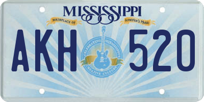 MS license plate AKH520