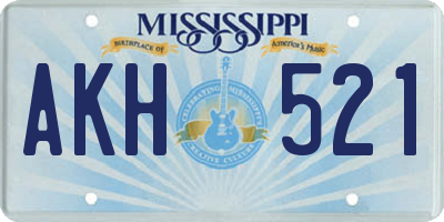 MS license plate AKH521
