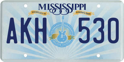 MS license plate AKH530