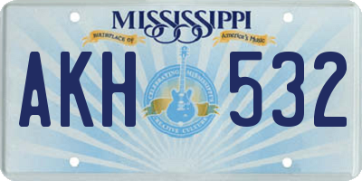 MS license plate AKH532