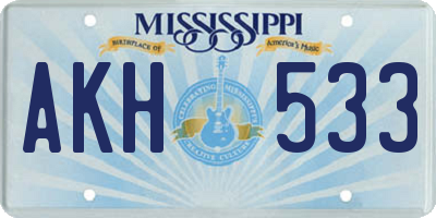 MS license plate AKH533