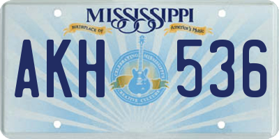 MS license plate AKH536