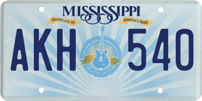 MS license plate AKH540