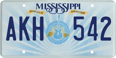 MS license plate AKH542
