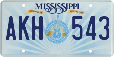 MS license plate AKH543