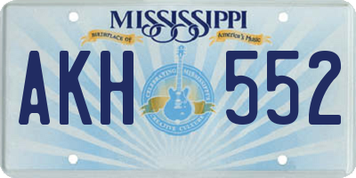 MS license plate AKH552