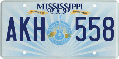 MS license plate AKH558