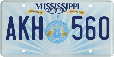 MS license plate AKH560