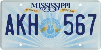 MS license plate AKH567