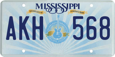 MS license plate AKH568