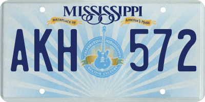 MS license plate AKH572