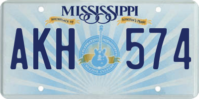 MS license plate AKH574