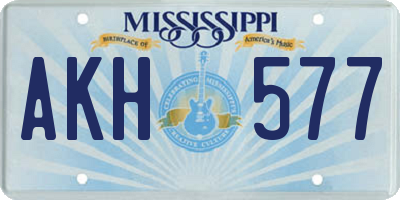 MS license plate AKH577