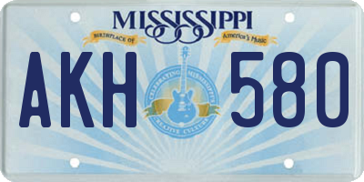 MS license plate AKH580