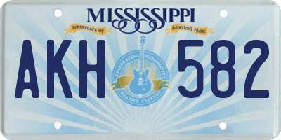 MS license plate AKH582