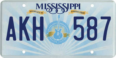 MS license plate AKH587