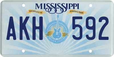 MS license plate AKH592