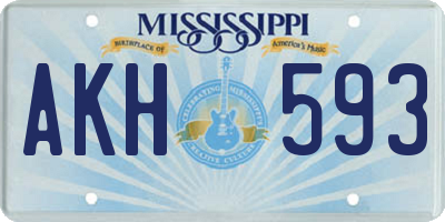 MS license plate AKH593