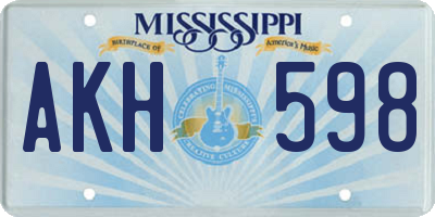 MS license plate AKH598