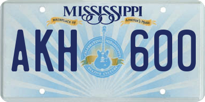 MS license plate AKH600