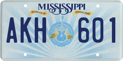 MS license plate AKH601