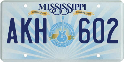 MS license plate AKH602